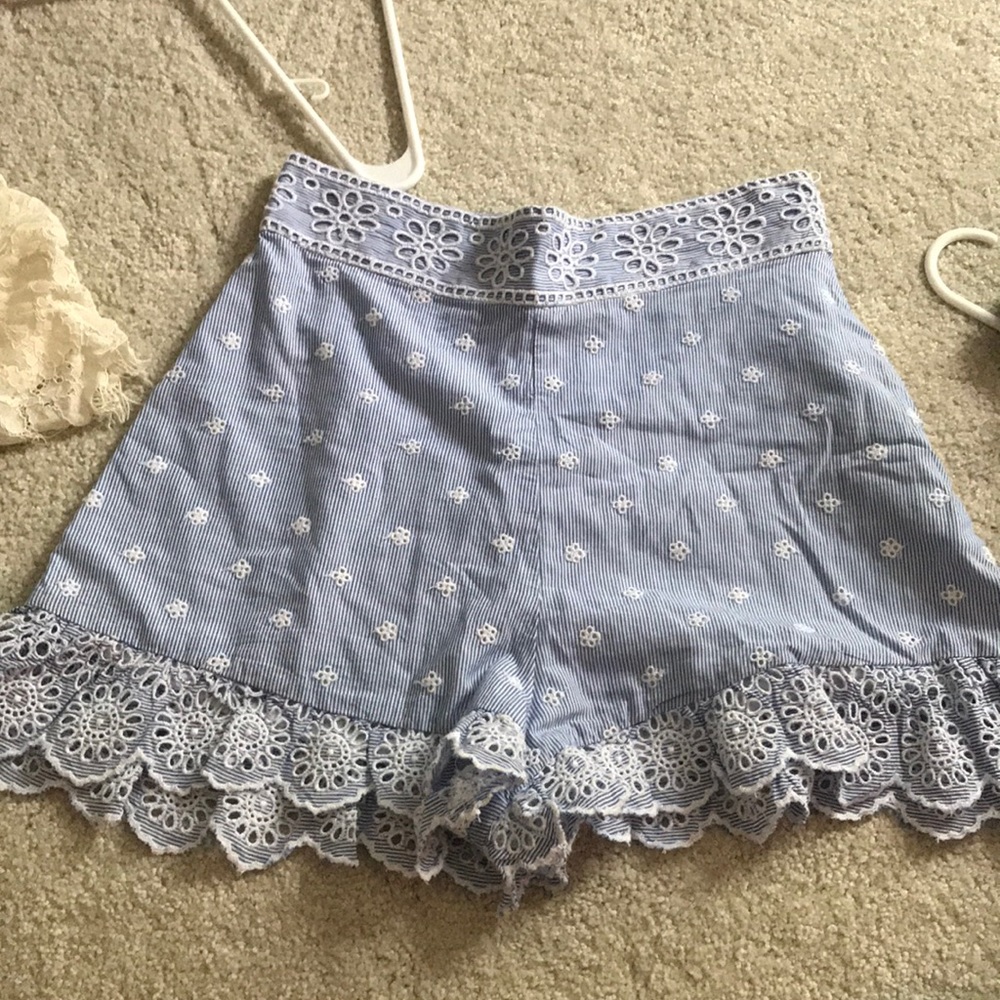 blue shorts
